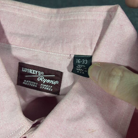 Luskey's Ryon's VTG Pink Western Shirt Mens Large Cowboy Rodeo Distressed 70s - Picture 3 of 11